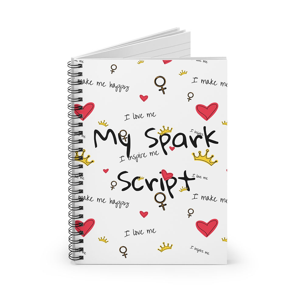 Thumbnail: My Spark Script Spiral Notebook | Feminine Hearts & Crowns Ruled Journal