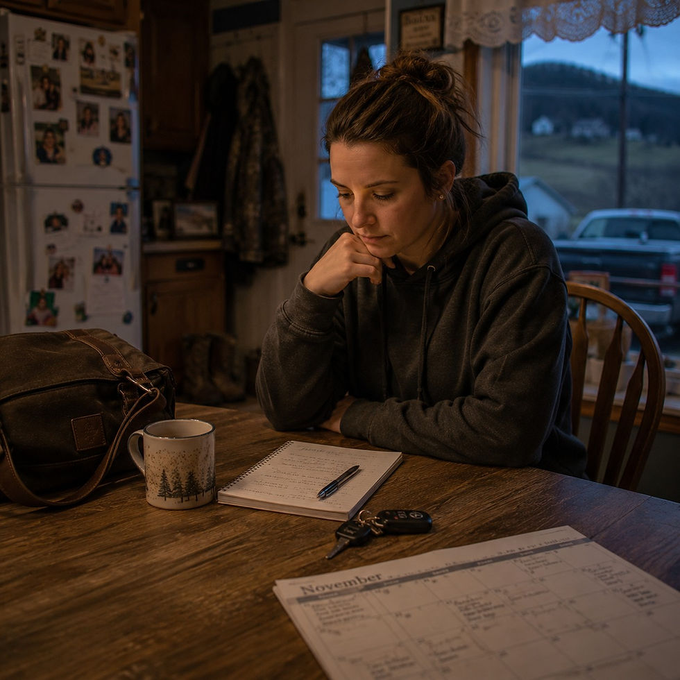 Concerned Keyser WV woman reviewing DUI / DWI defense paperwork at home.