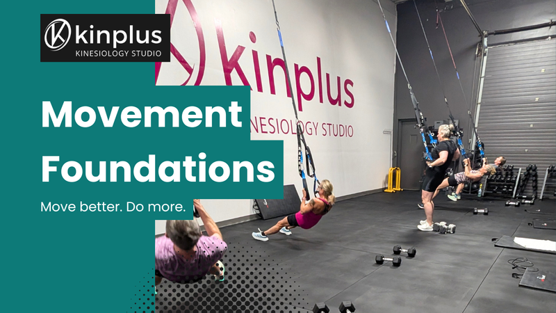 Kinesiologist performing a foundational split squat in the Kinplus studio for the Movement Foundatio