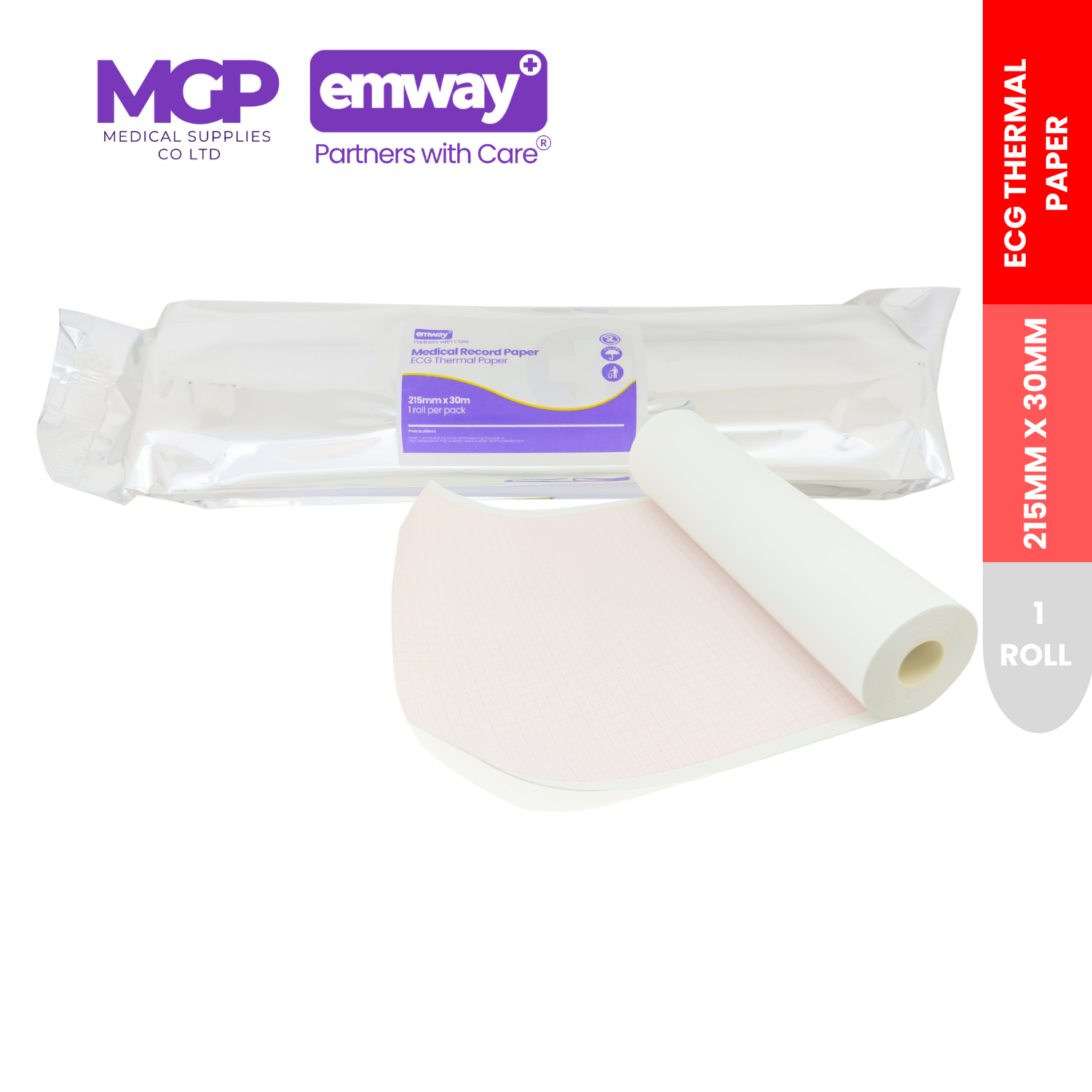 215mm x 30m Emway® ECG Paper