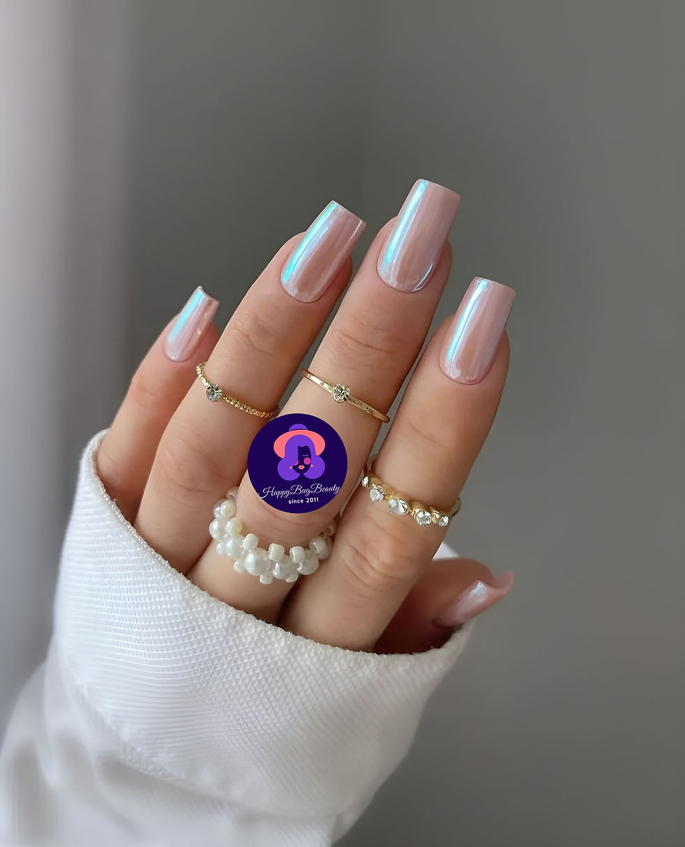 Gel nails extensions with chrome