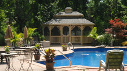 Double roof gazebo with decorative braces