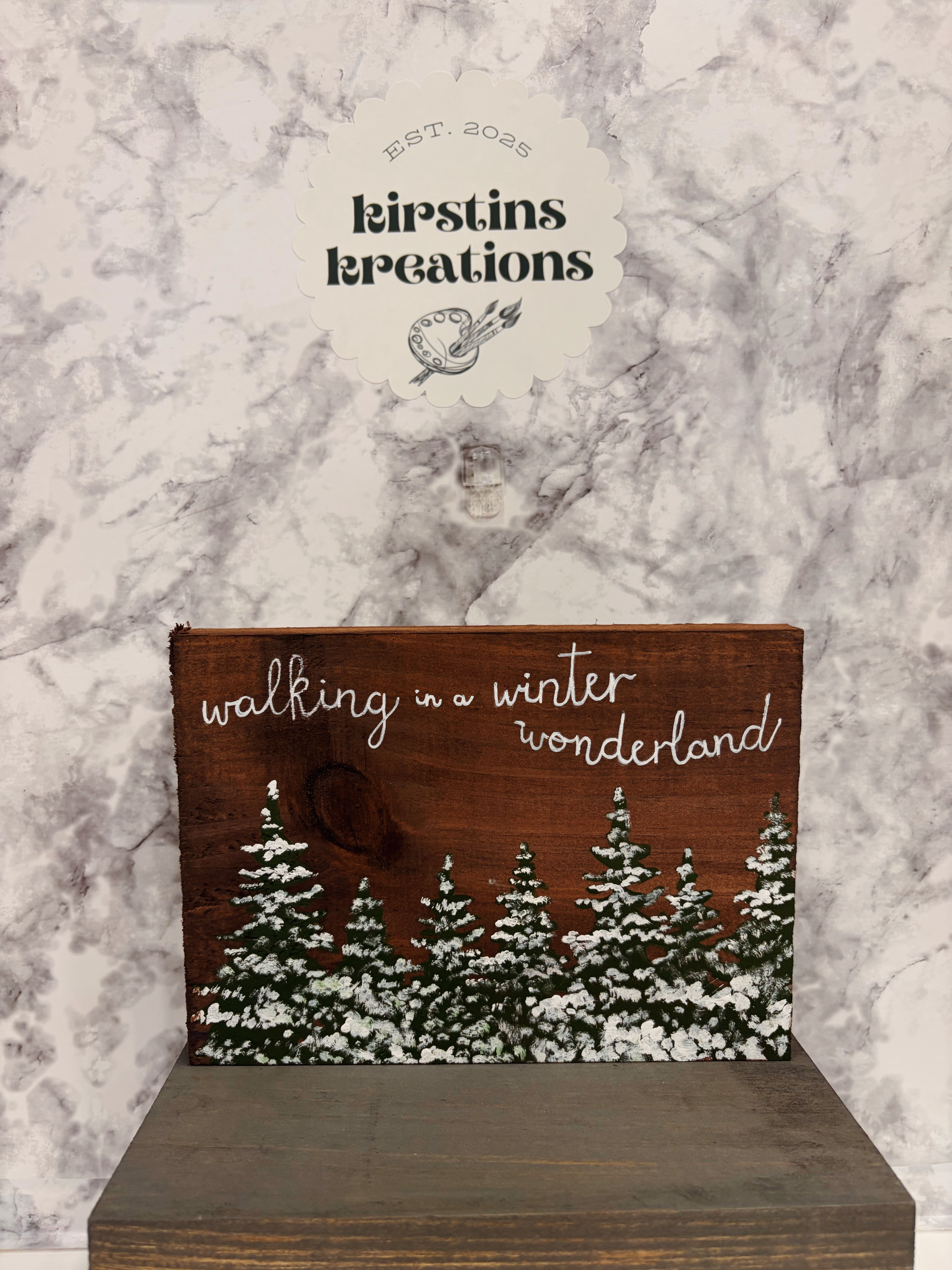 “Walking in a Winter Wonderland” Painted Wood Block