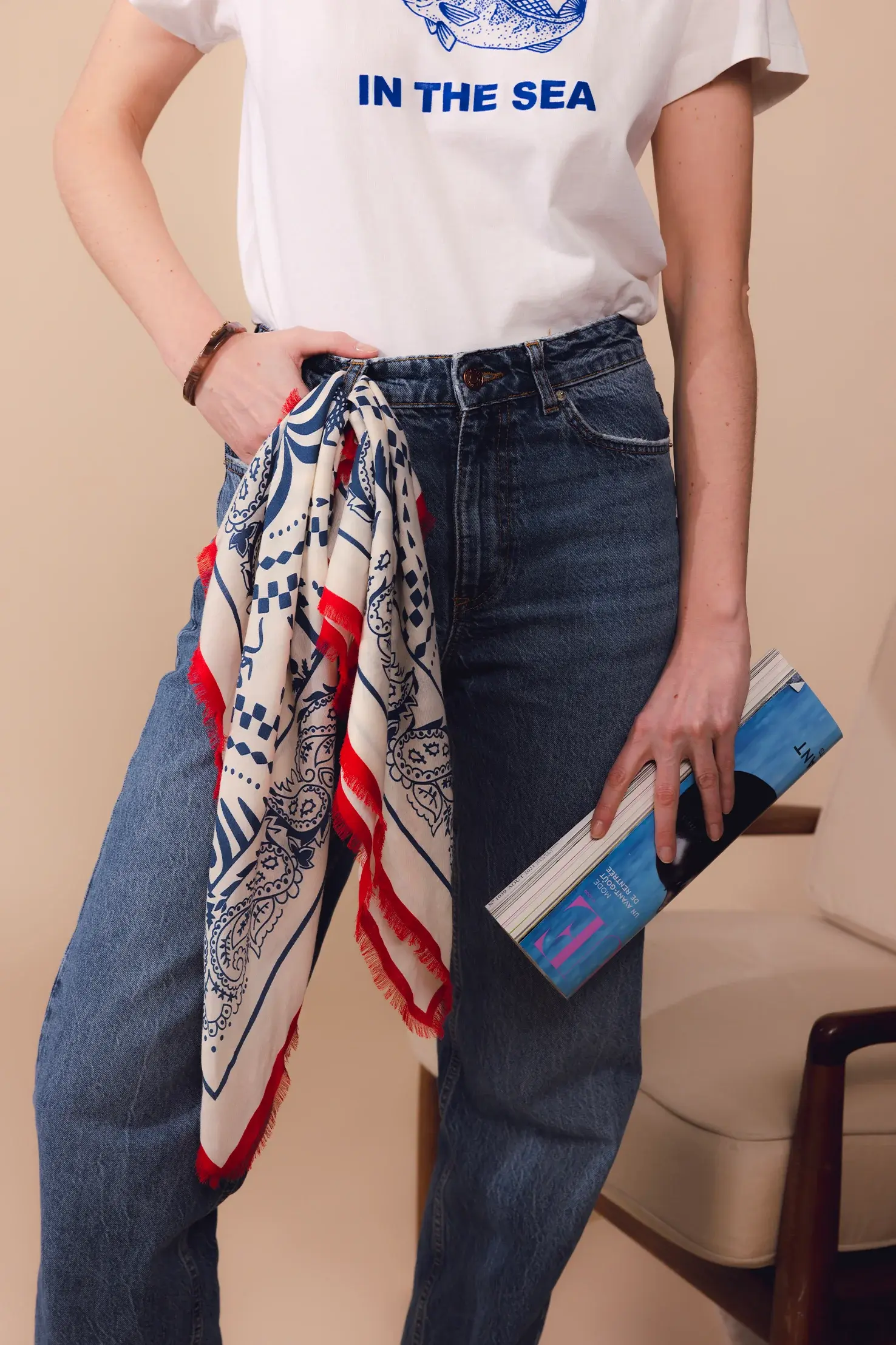 CARRE DE COTON 70X70 "Palmeraie Gardenia" - Antan Créations