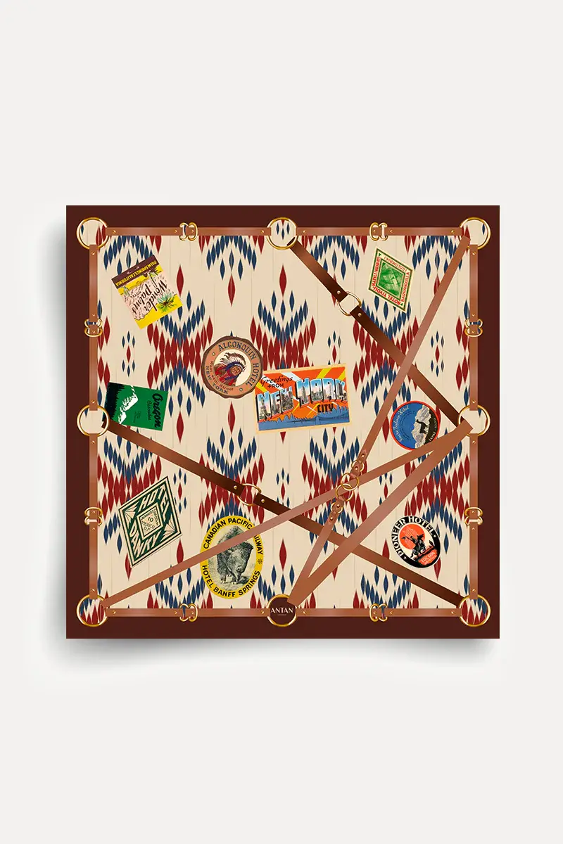 Miniature : CARRE DE SOIE 70X70 "Back from America" - Antan Créations