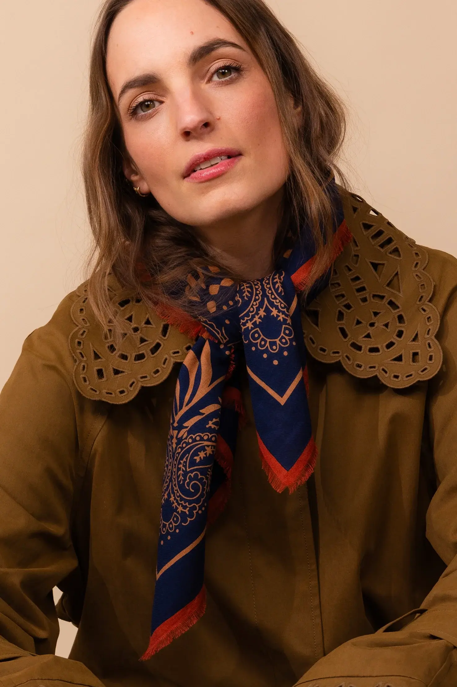 CARRE DE COTON 70X70 "Blue Iris" - Antan Créations