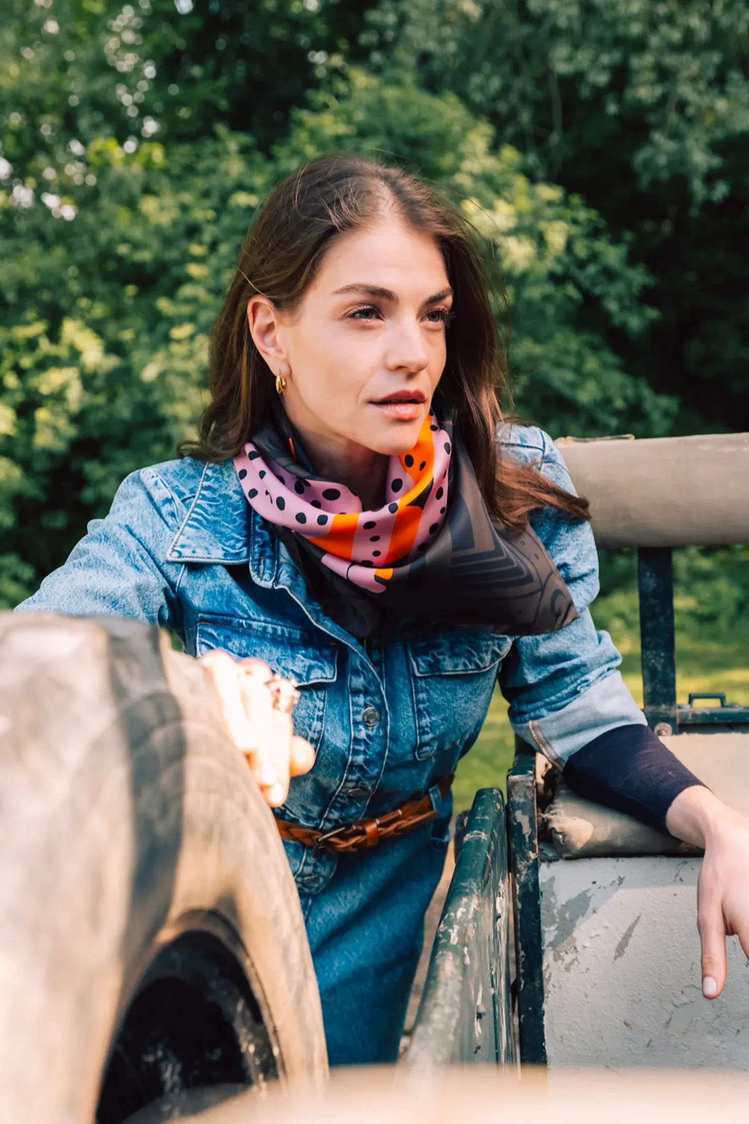 CARRE DE SOIE 70X70 "Cheetah & Palms - Green" - Antan Créations