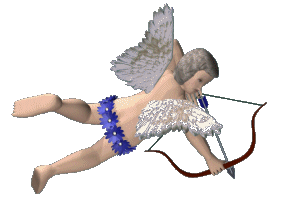 Animated cupid flying with
bow and arrow