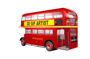Animated Red London bus, 3D gif animation