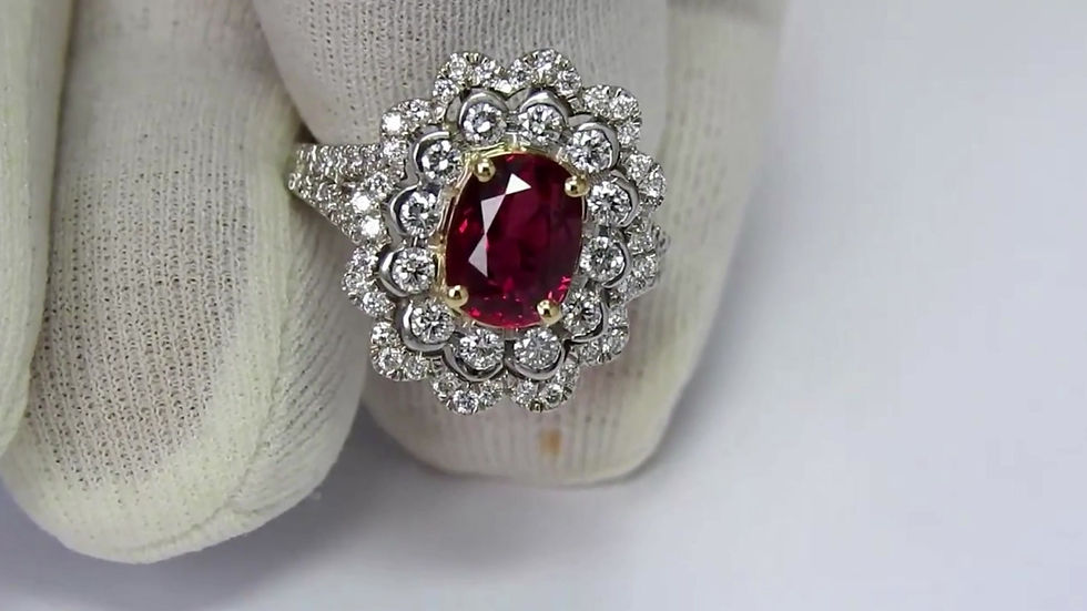 Thumbnail: 2.67 ct Filigree Ruby 2 Row Diamonds Vintage Ring