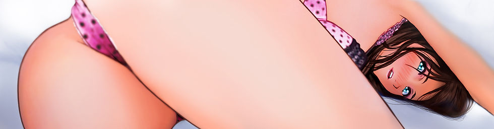 下着姿の美少女がベッドの中でお尻を向けてこちらを見ています。