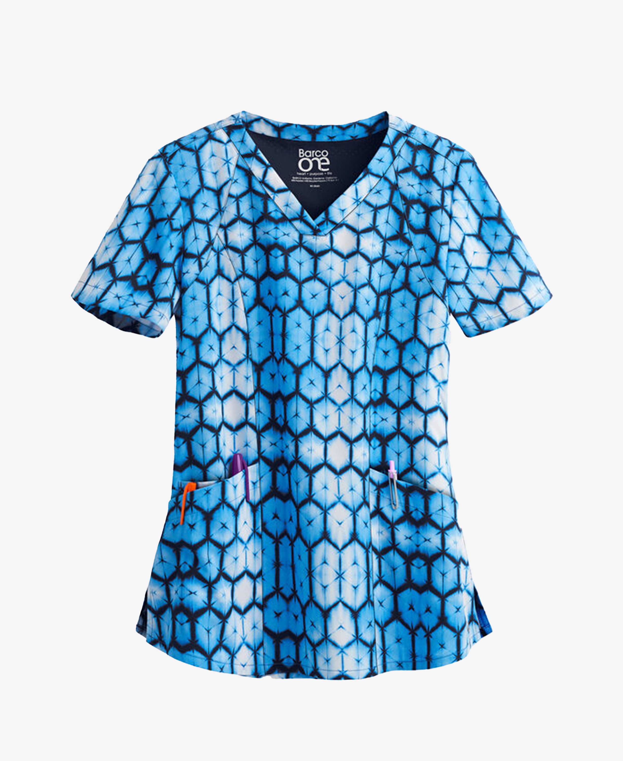 Barco One Top Cool Blues Women's 4-Pocket V-Neck Scrub Top