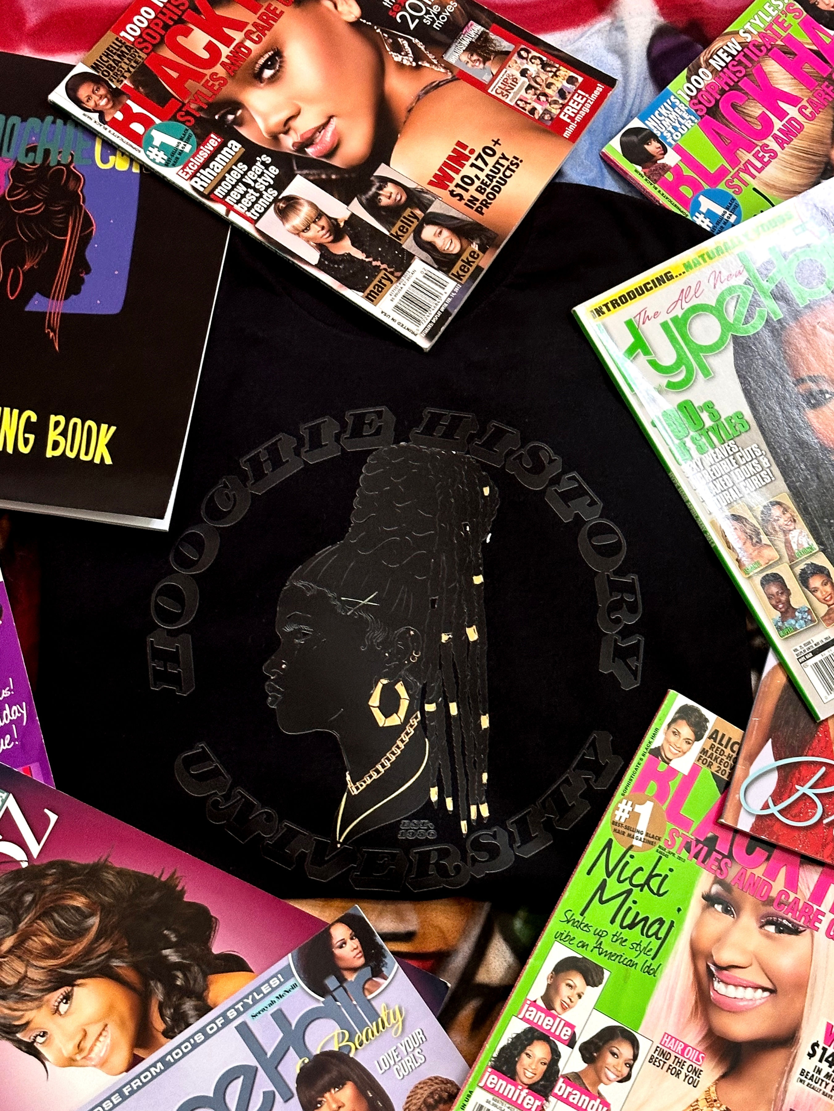 Black on Black Hoochie History University Tee