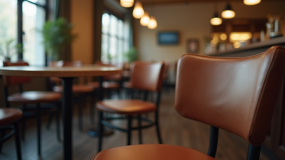 Close-up of durable contract chair in restaurant setting
