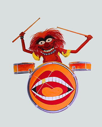 HE'S A BIT OF AN ANIMAL, ANIMAL ON DRUMS THE MUPPETS - MURAL ART- ART BY MANDY UK - www.ar