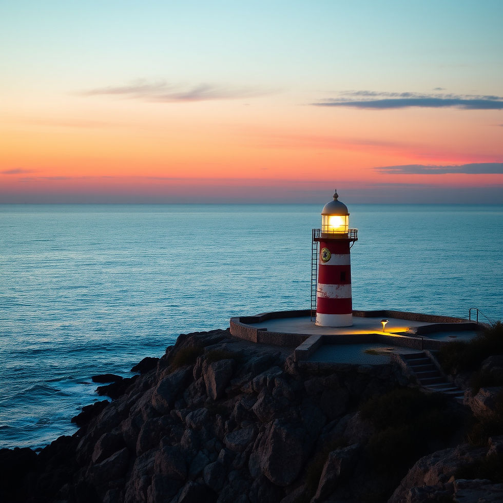 Faro al tramonto sulla scogliera - guida e supporto