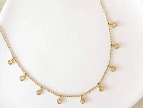 Multiple Diamond Drop Necklace in 14k Gold
