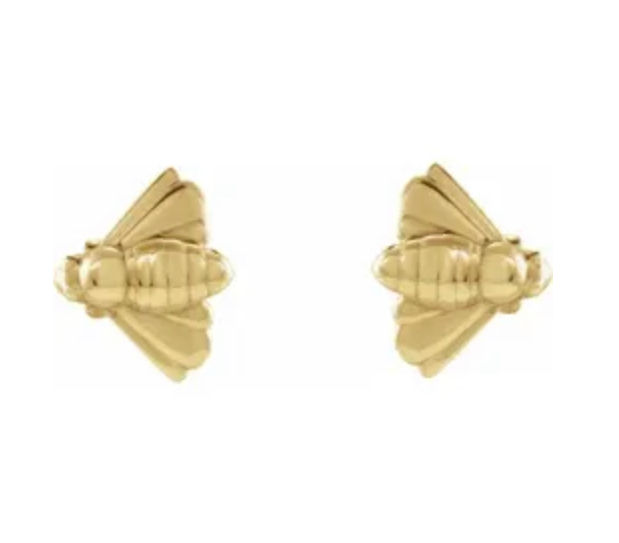 Gold bee stud earrings