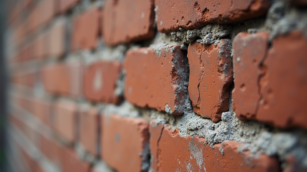 Close-up view of cracked brick wall needing repair