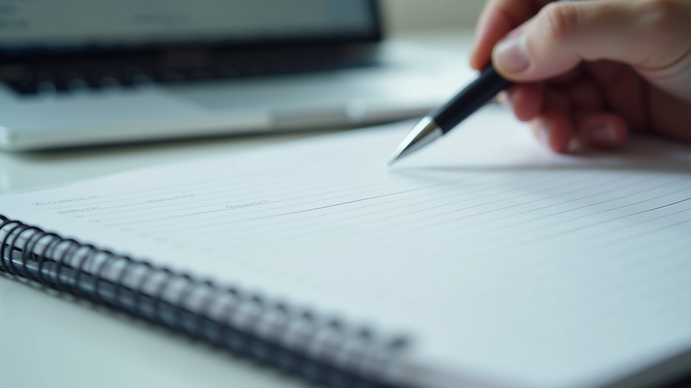 Close-up view of a notebook and pen on a desk ready for clinical supervision notes
