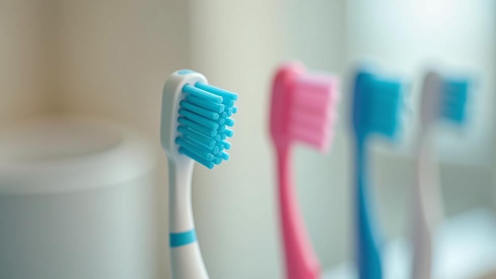 Close-up view of various toothbrush options