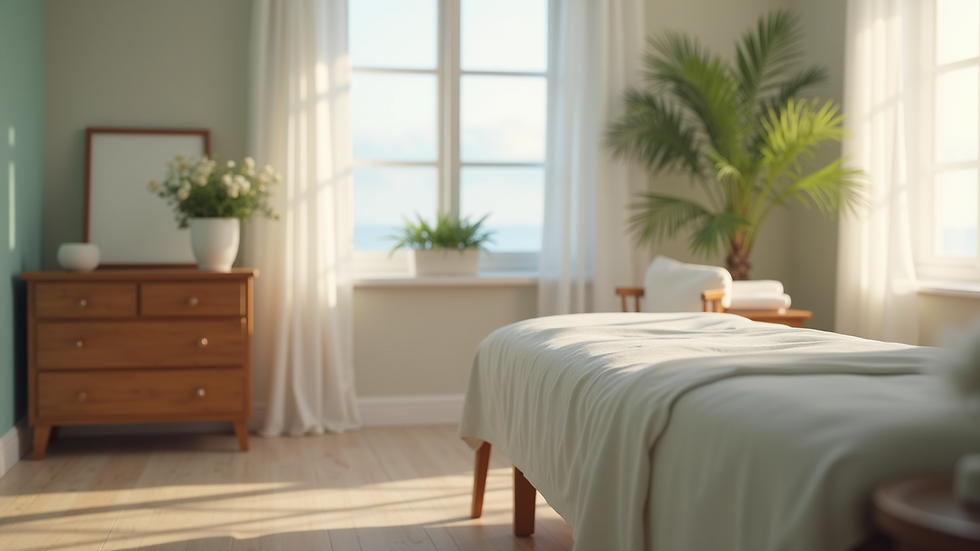 Eye-level view of a peaceful therapy room