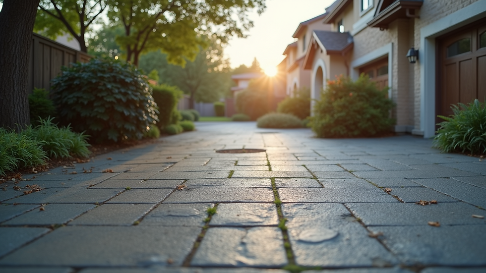 Eye-level view of a clean driveway after junk removal
