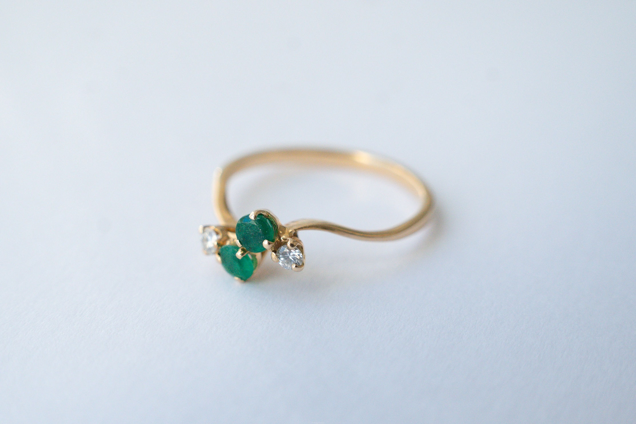 Bague Toi et Moi aux Émeraudes et Diamants