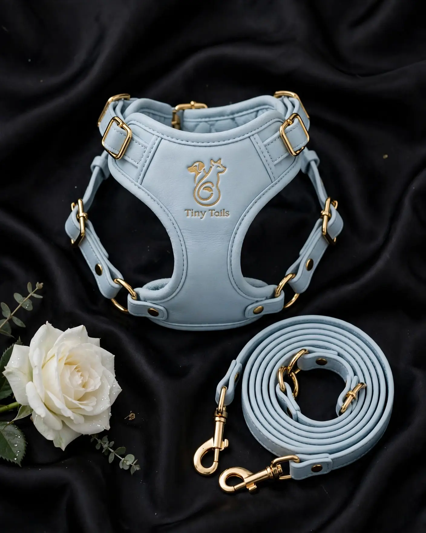 Tiny Tails Cloud — Harness + Leash Set (Powder Blue)