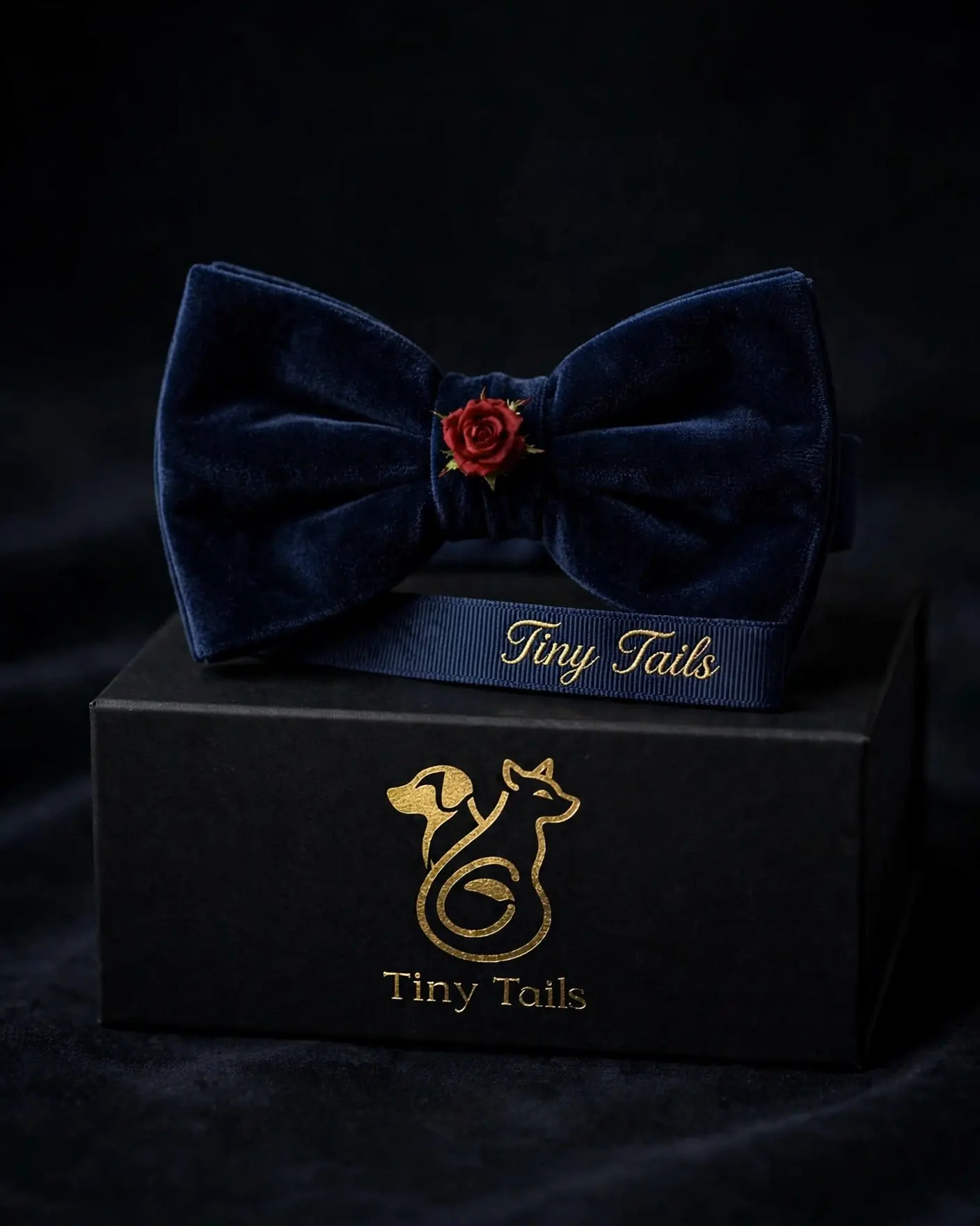 Le Petit Rose — Velvet Bow Tie (Midnight Navy)