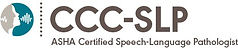 Logo with text "CCC-SLP ASHA Certified Speech-Language Pathologist