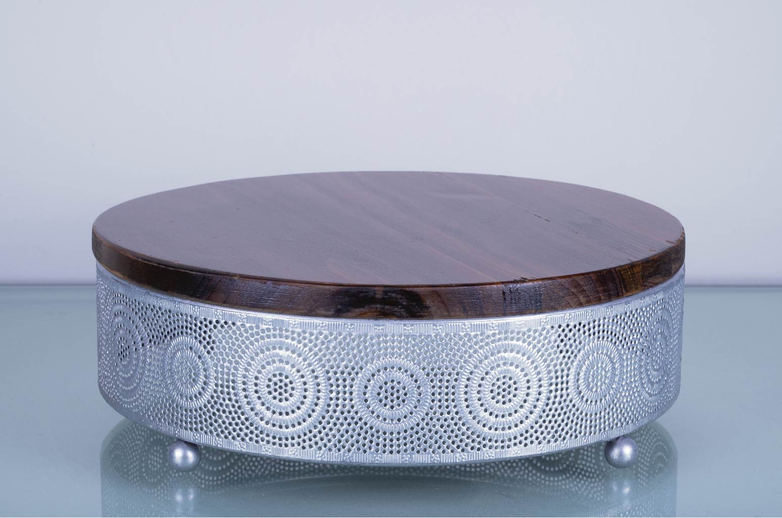 Pastelera Postre Plateada Madera Peq. #2820