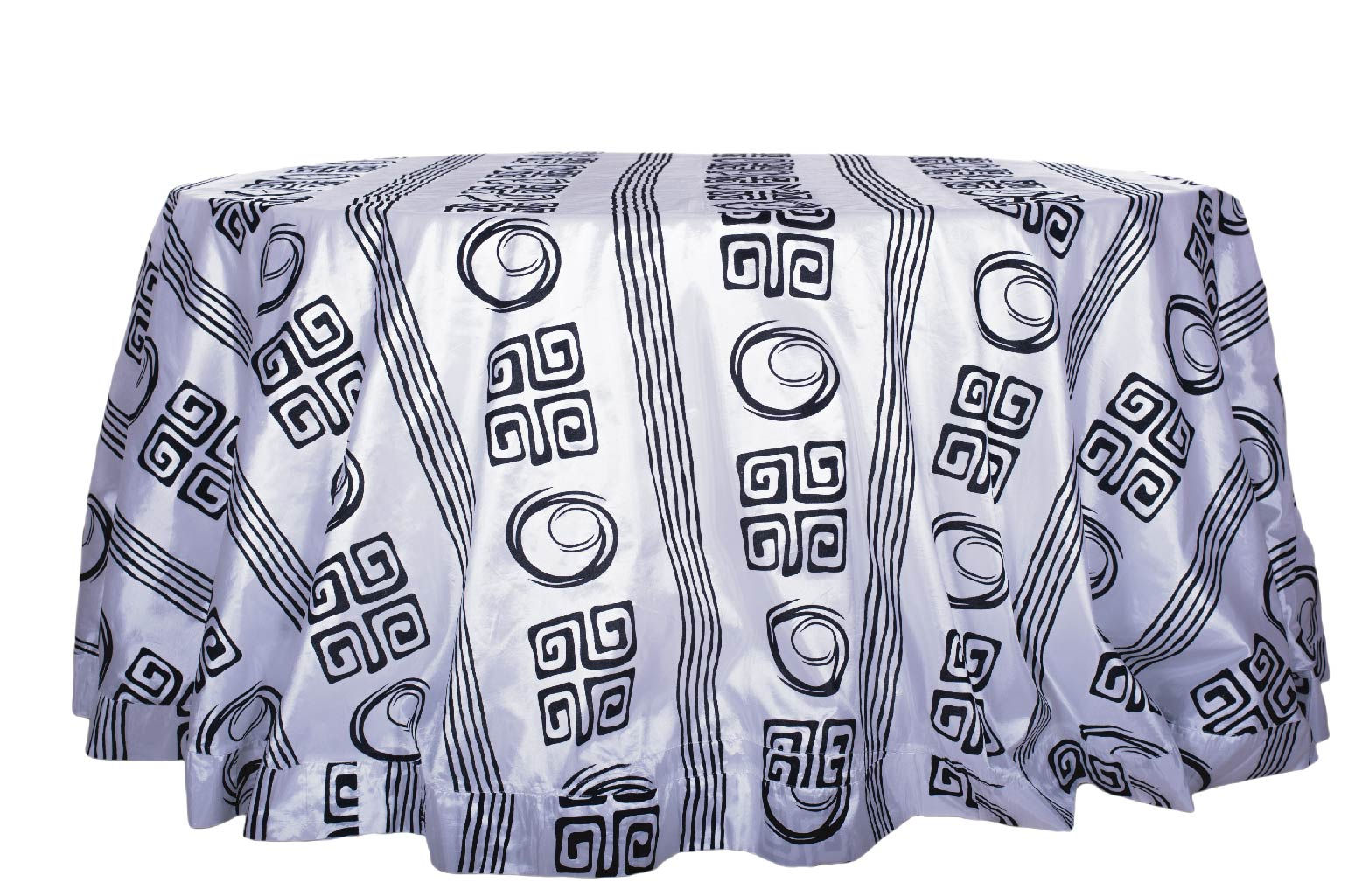 Mantel 120" Tafeta Blanco Negro #2424