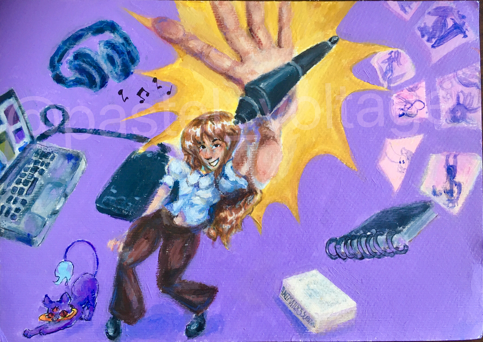 Girl with wacom pen.
