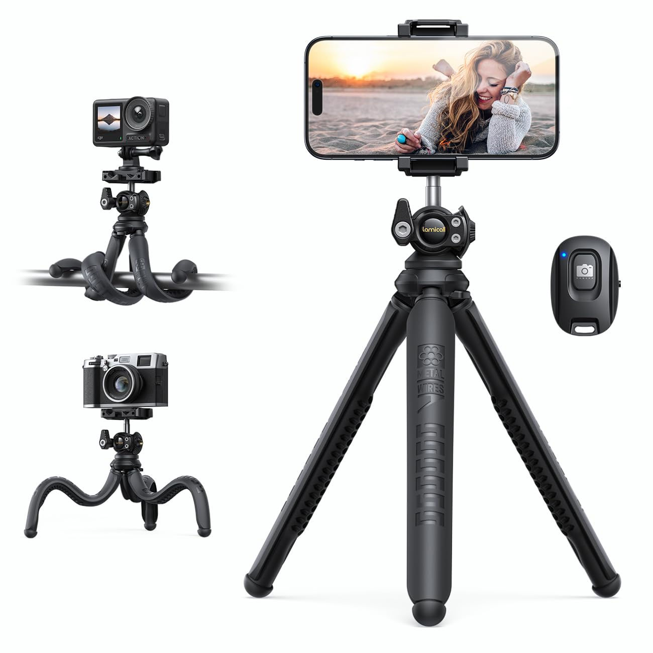 Lamicall Handy Stativ, Mini Stativ Halter - Flexible Handy Halterung Tripod f...