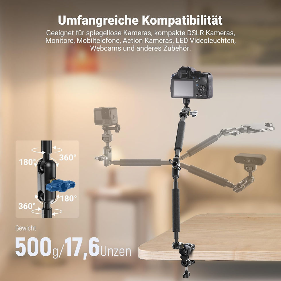 Miniaturbild: NEEWER 22" Magic Arm mit Klemme, Überkopf Tischkamera Telefonhalterung mit Do...