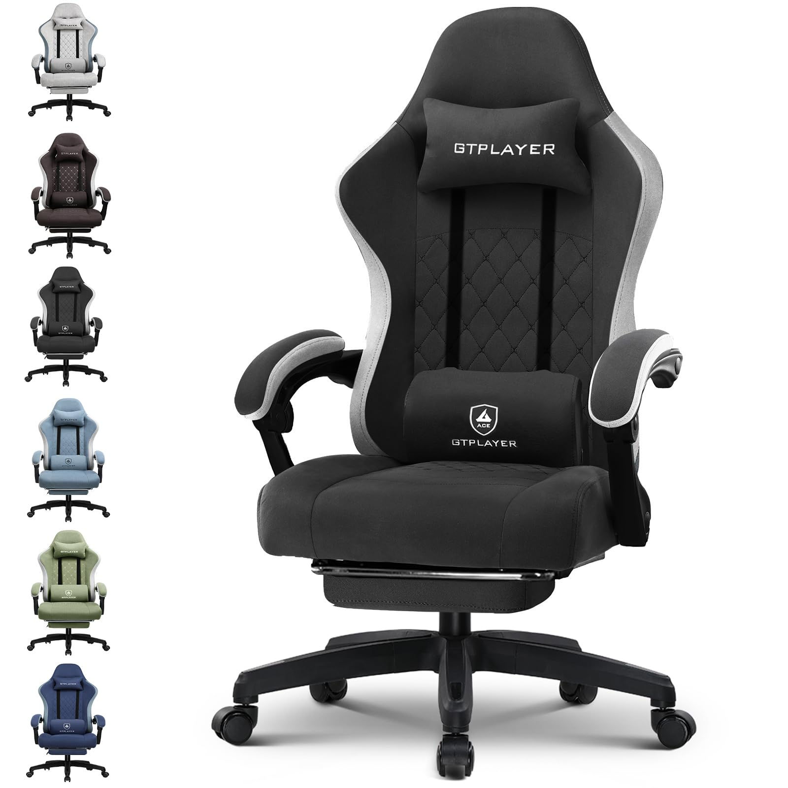 GTPLAYER Gaming Stuhl Ergonomischer Gaming Sessel Schreibtischstuhl mit Stoff...