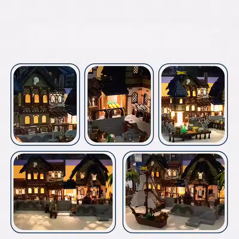 Miniaturbild: Klemmbaustein Mittelalterlicher Hafen | 2979 Klemmbausteine | Jiestar 89152