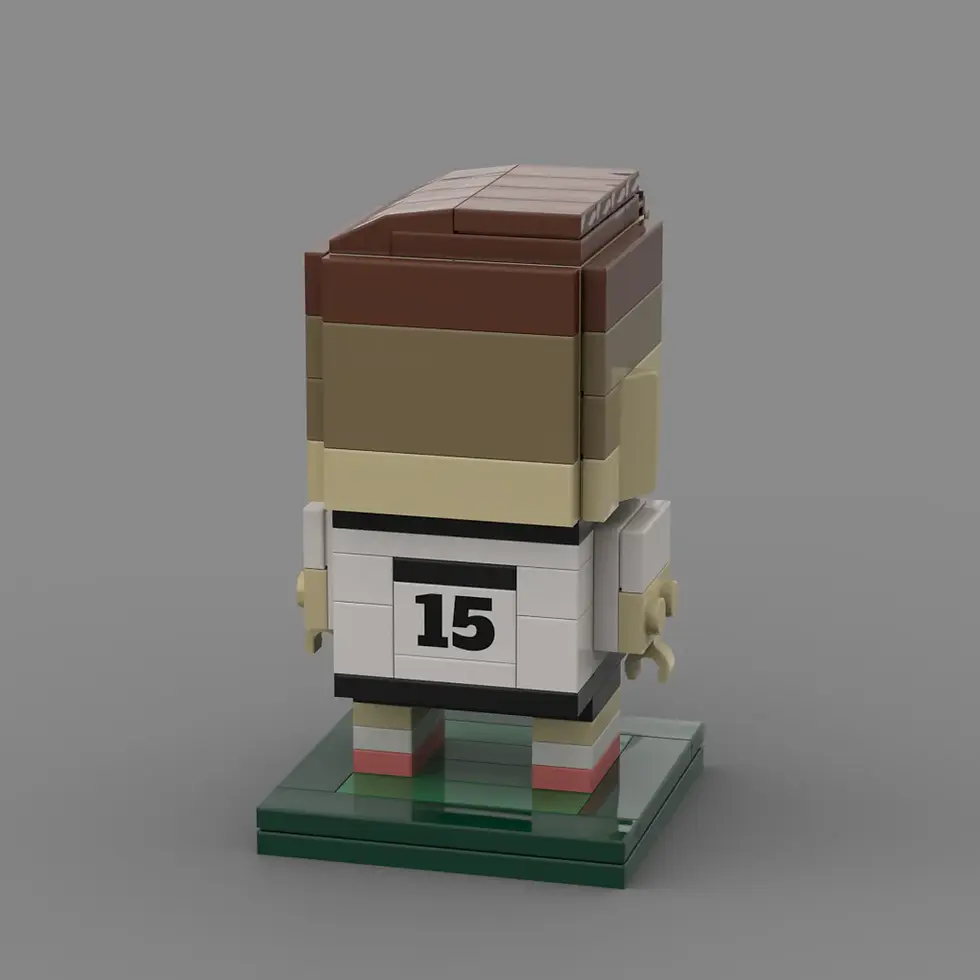 Miniaturbild: Auf dem Foto sieht man eine Aufnahme eines detailgetreuen Klemmbaustein Sets eines deutschen Fußballspielers Nico Schlotterbe