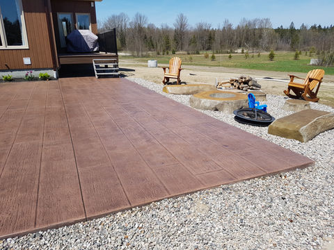 barn board style stamped concrete