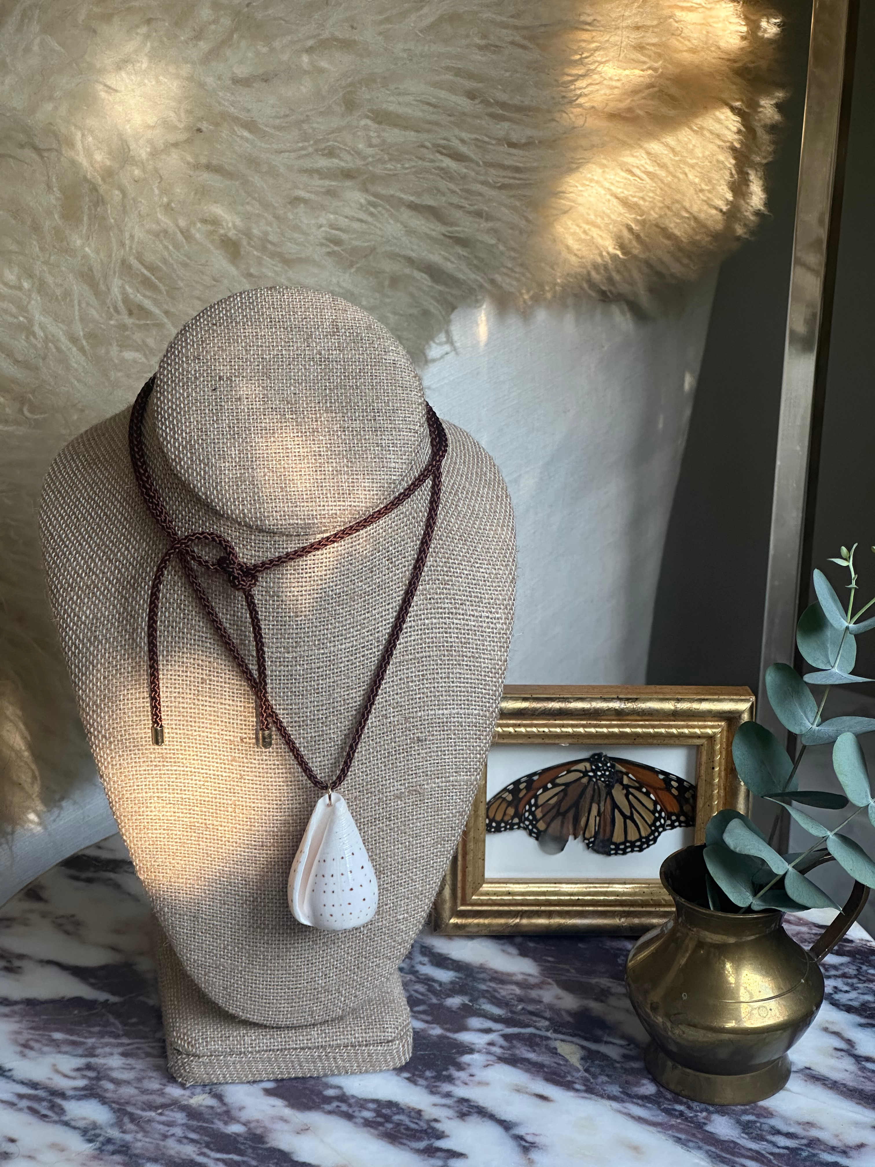 Junonia Shell on Brown Rope