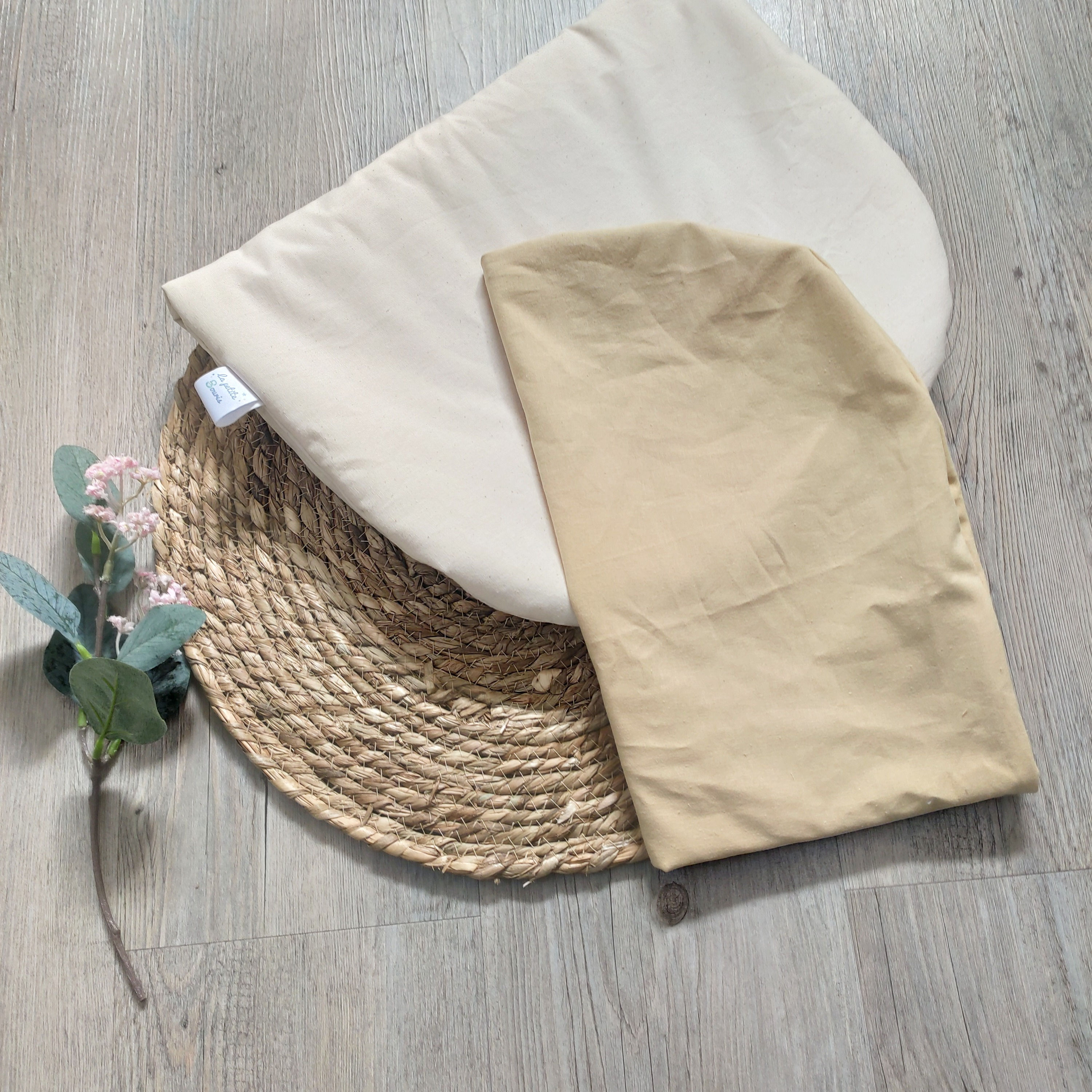 Topponcino + housse en coton vanille uni