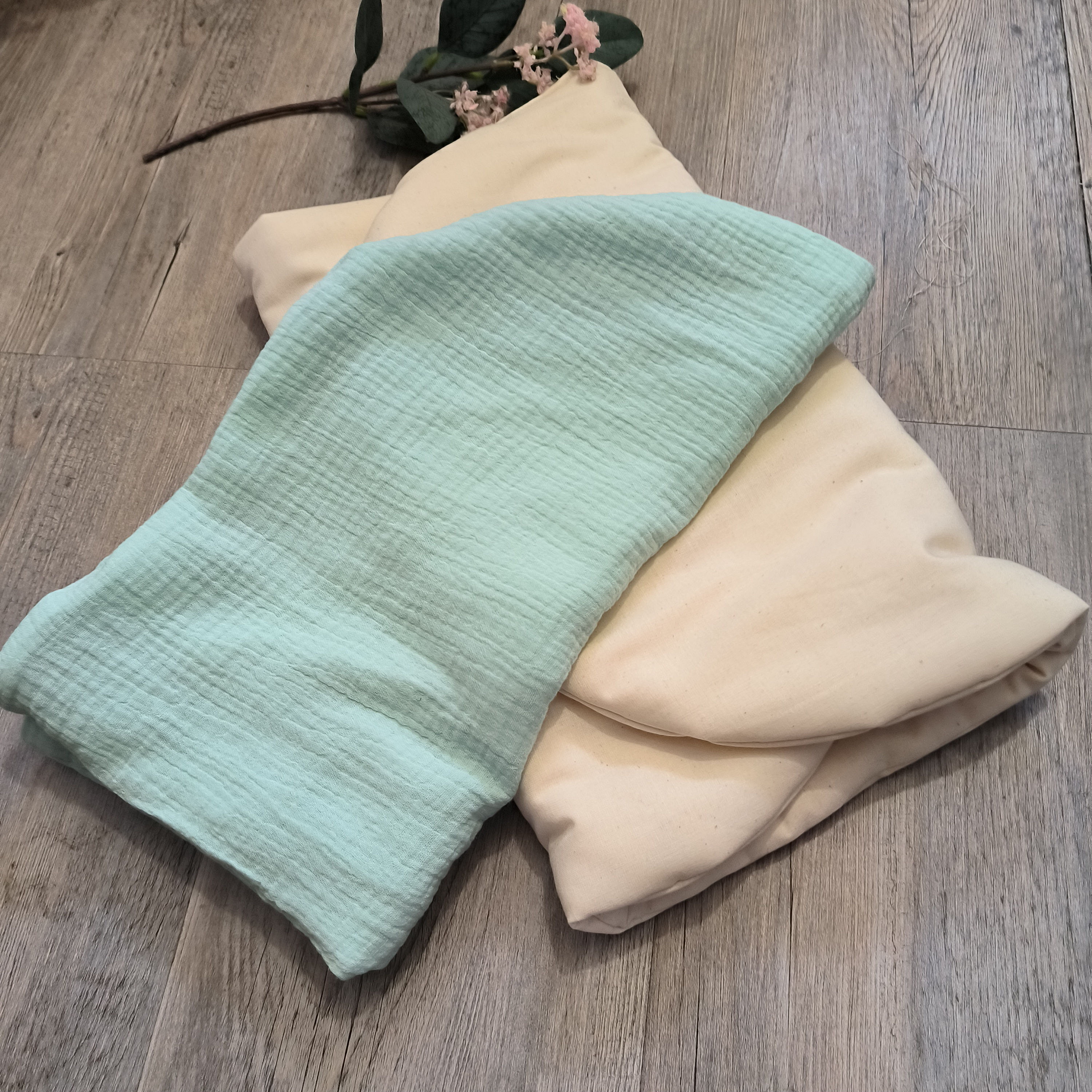 Topponcino +housse double gaze uni vert d'eau