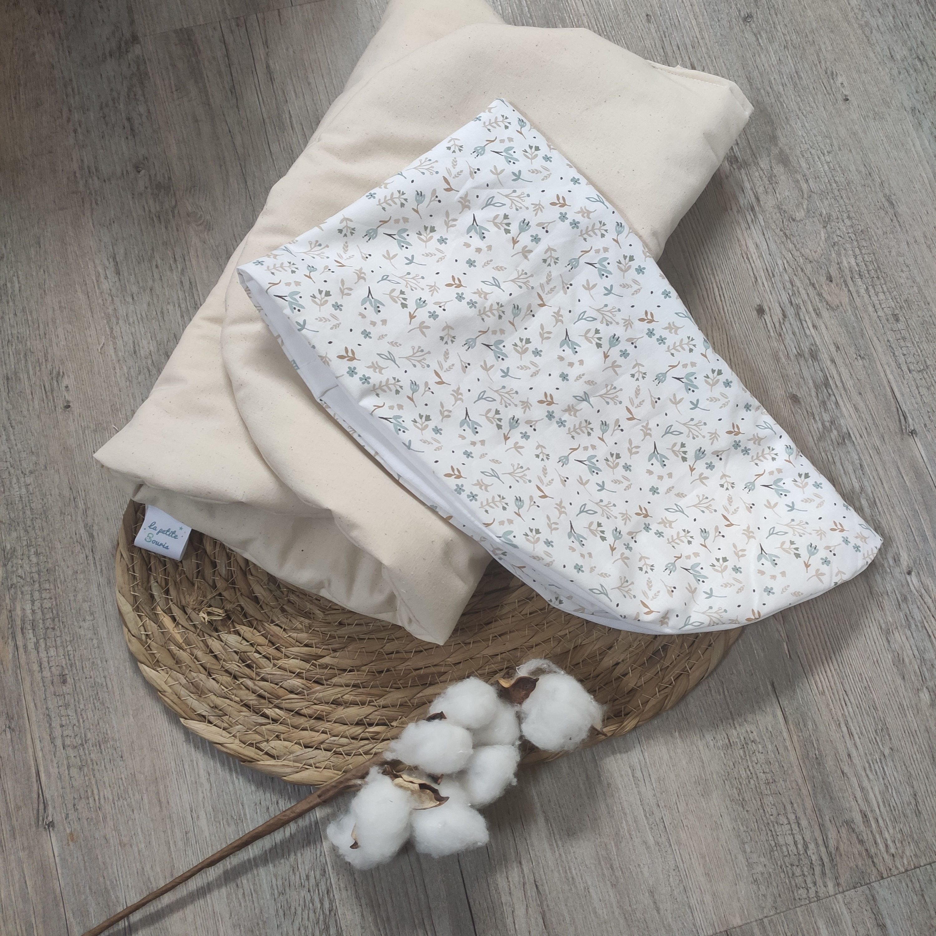 Topponcino + housse fleurs bleues