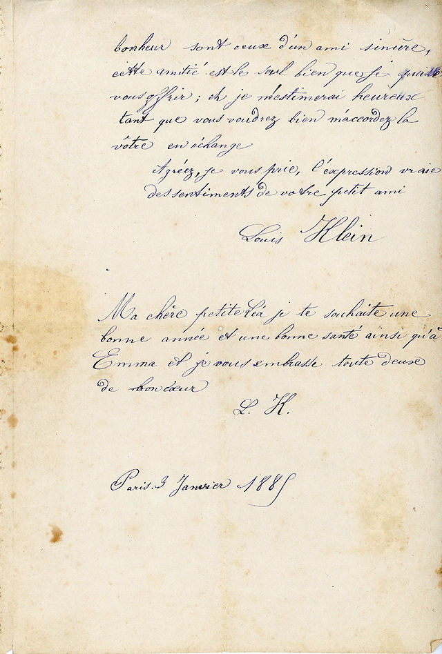 Voeux 1885 d'un jeune garçon de 11 ans
