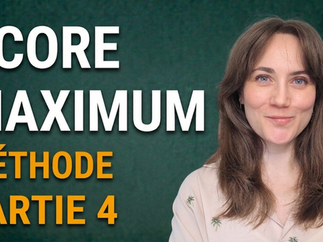 Miniature d'article Rock That TOEIC montrant la formatrice Laetitia devant un fond bleu structuré. Le texte affiche en grand "SCORE MAXIMUM" en blanc et "MÉTHODE PARTIE 4" en jaune, avec le livre "Cap sur le TOEIC" en bas à droite.