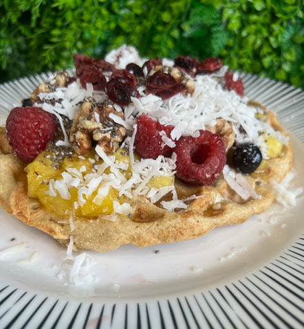 Breakfast waffle with fruit