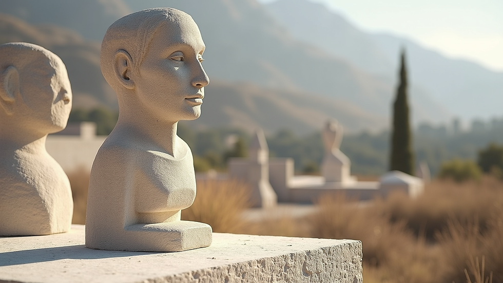 Primer plano de una escultura figurativa en mármol