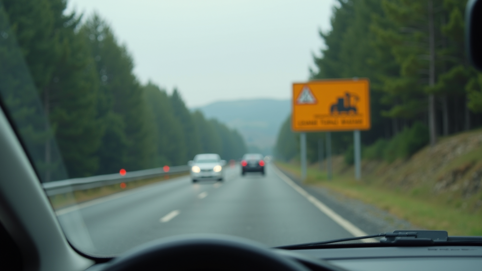 Eye-level view of a road sign being read by an autonomous vehicle