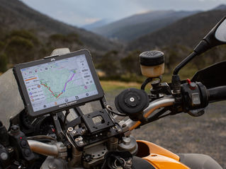 The DMD2 navigation unit mounted on the BMW GS adventure bike